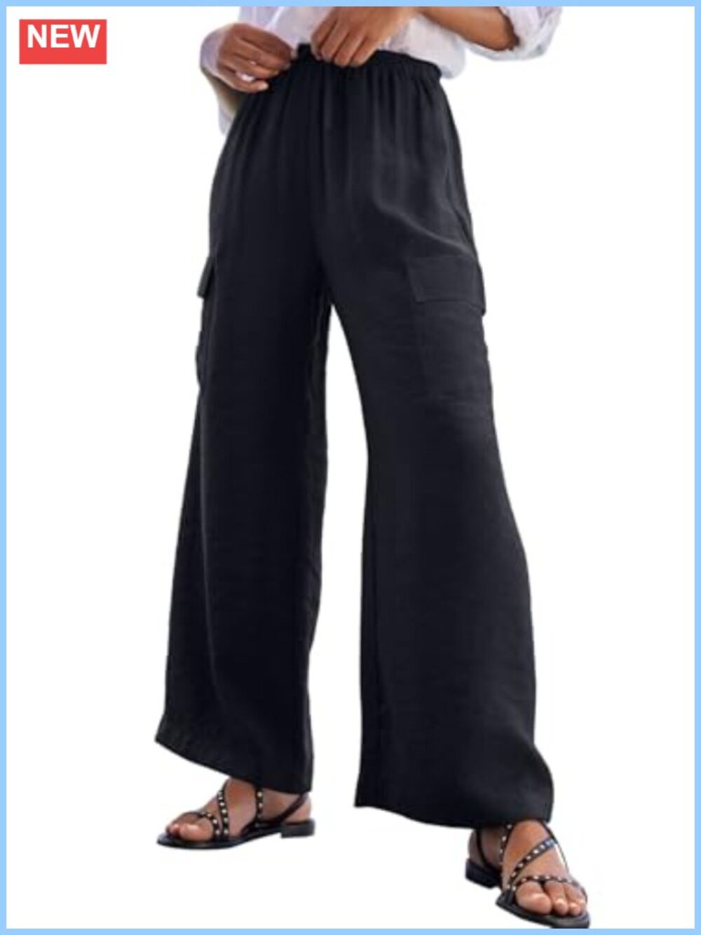 Wide Leg Cargo Pants Drawstring High Rise Lounge Trousers Beach Vacation